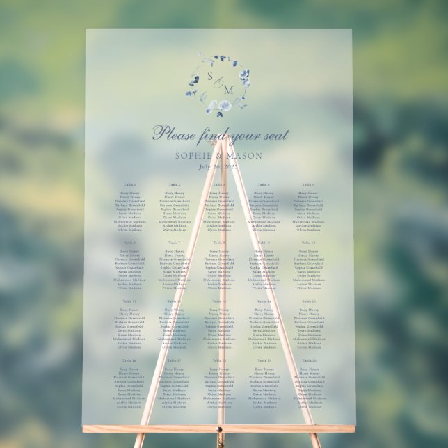 Graphique de placement des invités de mariage flor (Neutre)