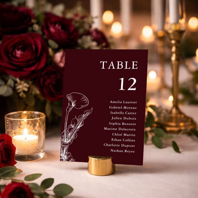 Graphique de placement élégant floral bordeaux pou (Créateur téléchargé)