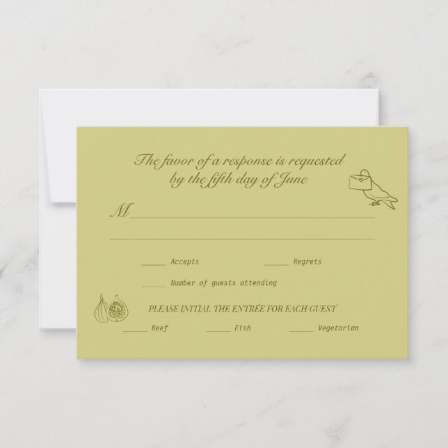 Graphique de réponse de mariage illustré en olive  (Devant)
