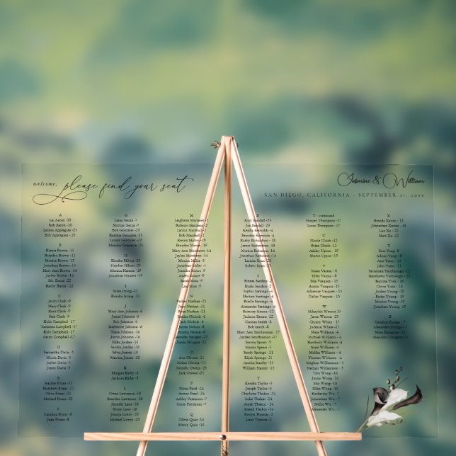 Graphique de siège alphabétique floral noir et bla (Neutre)