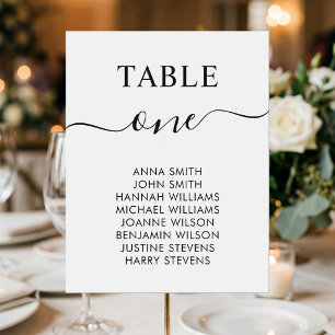 Graphique de table de mariage élégant simple