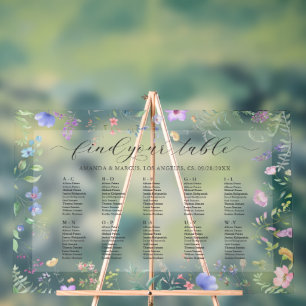 Graphique de table de mariage floral classé par or