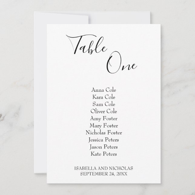 Graphique de table de mariage simple Isabella (Devant)