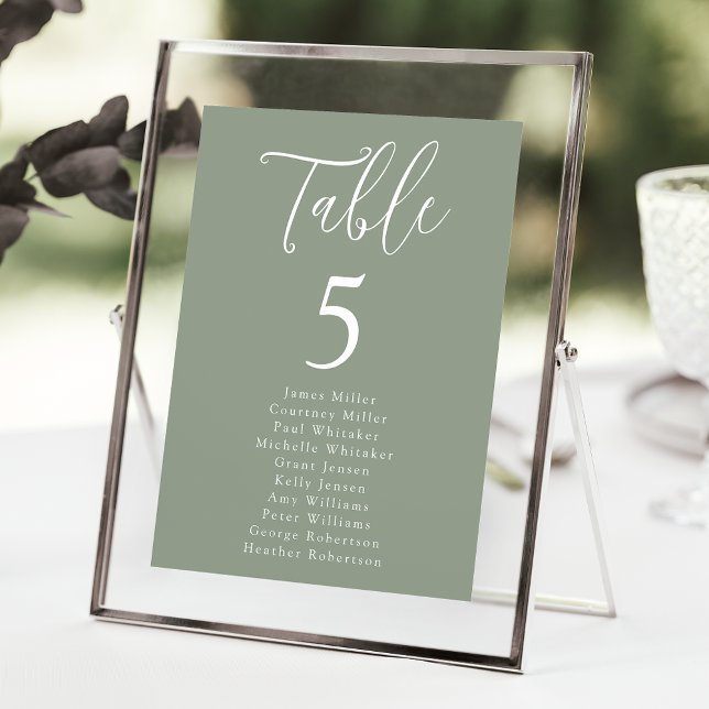 Graphique de table Simple Sage Vert numéro de tabl (Créateur téléchargé)