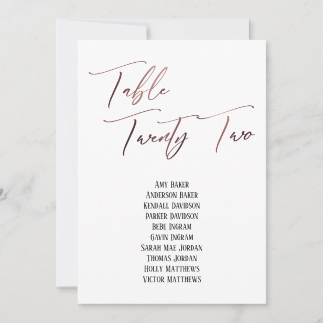 Graphique de table vingt-deux en or rose décontrac (Devant)