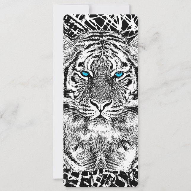 Graphique de tigre noir et blanc aux yeux bleus (Devant)