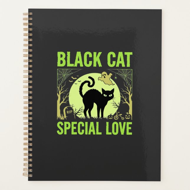 Graphisme d'amour spécial chat noir Halloween (Devant)