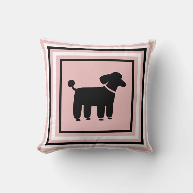 Graphisme de caniche noir - Coussin décoratif de c (Recto)