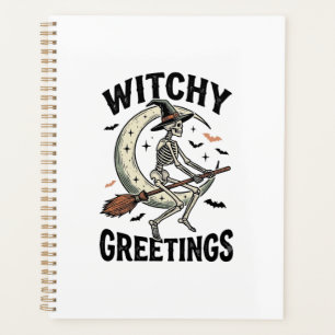 Graphisme de squelette de sorcière salutations de
