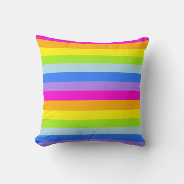 Graphisme enfants rainbow stripes coloré coussin (Recto)