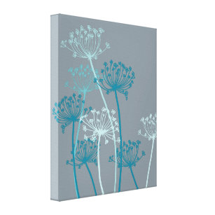 Graphisme moderne fleur bleu gris toile imprimé