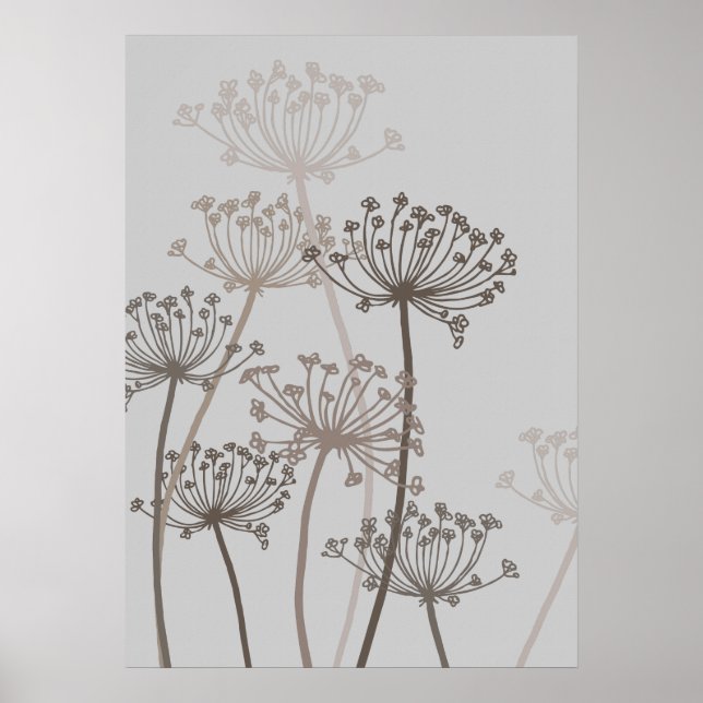 Graphisme moderne fleurs cervil grise impression p (Devant)
