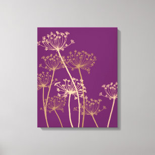 Graphisme moderne fleurs chervil violet toile impr