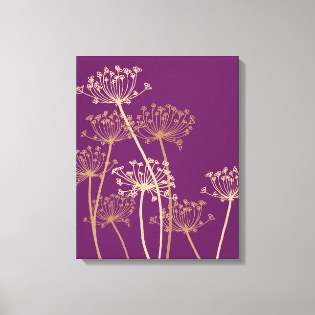 Graphisme moderne fleurs chervil violet toile impr (Recto)