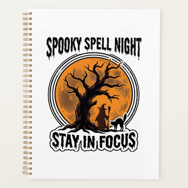 Graphisme sorcière d'Halloween vintage et chat noi (Devant)