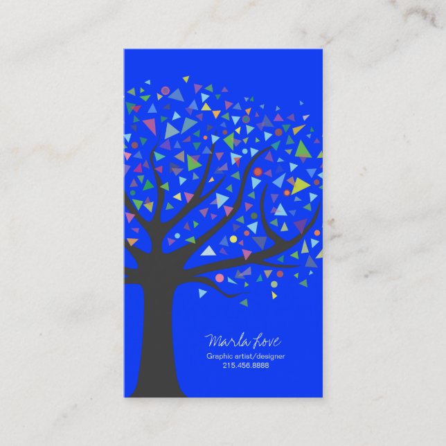 Graphiste d'art Carte de visite Retro Tree (Devant)