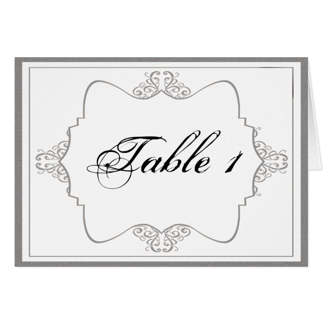 Graphite Gris Filigree Posh Mariage Numéro de tabl (Devant Horizontal)