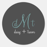 Graphite simple + autocollants Monogramme turquois