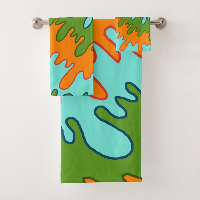 Gras Abstrait Orange Green Liquid Drip Wavy Stripe (En situation)