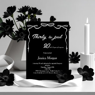 Gras Black & White 30th Birthday Invitation