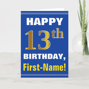 Gras, Bleu, Faux Or 13ème anniversaire avec carte 