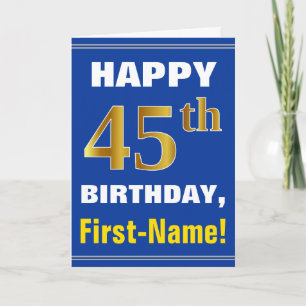 Gras, Bleu, Faux Or 45e anniversaire avec carte de