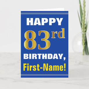 Gras, Bleu, Faux Or 83ème anniversaire avec carte 