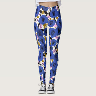 Gras Bleu rose or motifs floraux Leggings