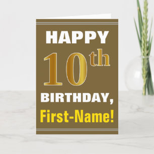 Gras, Brown, Faux Gold 10e anniversaire avec carte