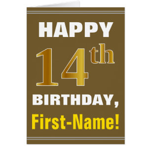 Gras, Brown, Faux Gold 14e anniversaire avec carte