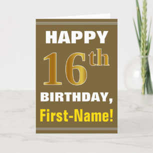Gras, Brown, Faux Gold 16e anniversaire avec carte