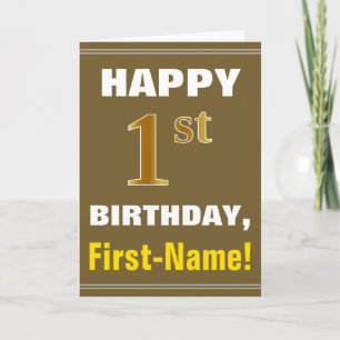Gras, Brown, Faux Gold 1er anniversaire avec carte