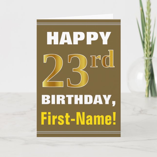Gras, Brown, Faux Gold 23e anniversaire avec carte (Devant)