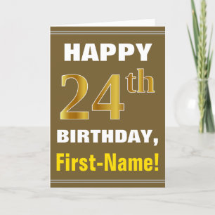 Gras, Brown, Faux Gold 24e anniversaire avec carte