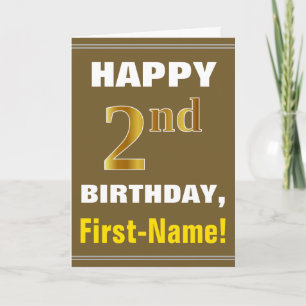 Gras, Brown, Faux Gold 2e anniversaire avec carte