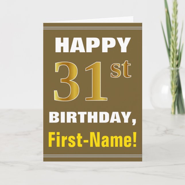 Gras, Brown, Faux Gold 31e anniversaire avec carte (Devant)