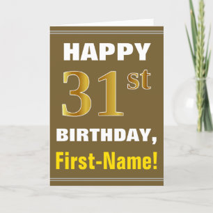 Gras, Brown, Faux Gold 31e anniversaire avec carte