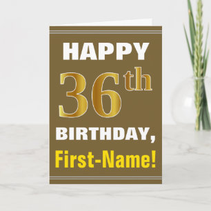 Gras, Brown, Faux Gold 36e anniversaire avec carte