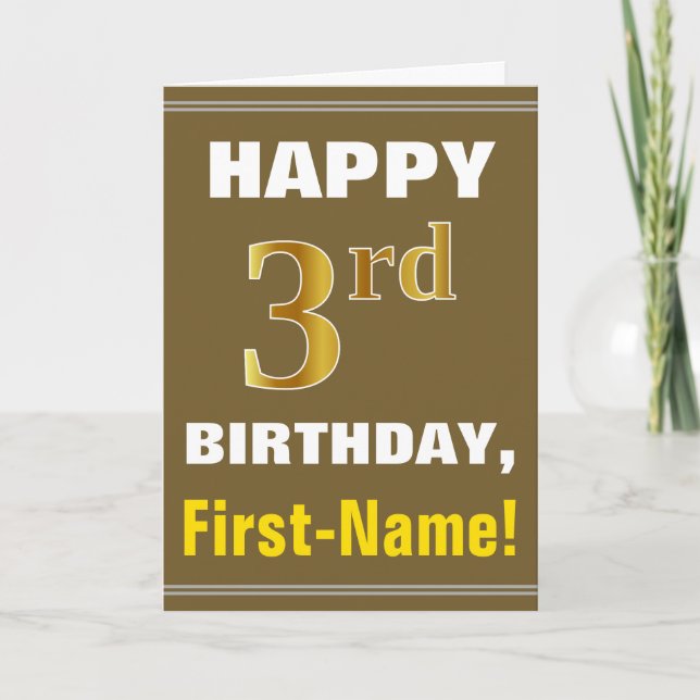 Gras, Brown, Faux Gold 3e anniversaire avec carte  (Devant)