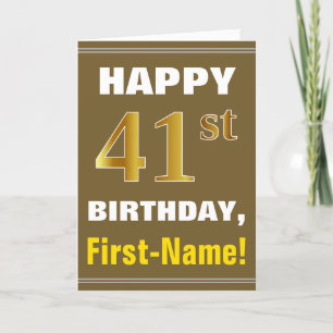 Gras, Brown, Faux Gold 41e anniversaire avec carte