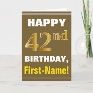 Gras, Brown, Faux Gold 42e anniversaire avec carte