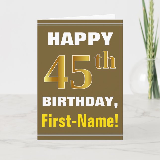 Gras, Brown, Faux Gold 45e anniversaire avec carte (Devant)