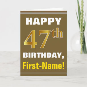 Gras, Brown, Faux Gold 47e anniversaire avec carte