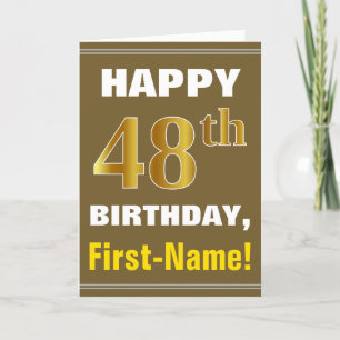 Gras, Brown, Faux Gold 48e anniversaire avec carte