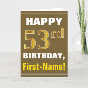 Gras, Brown, Faux Gold 53e anniversaire avec carte