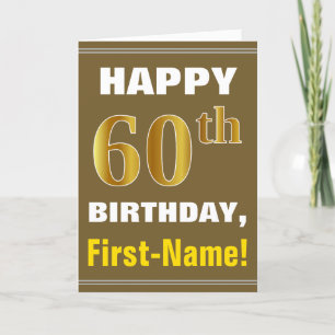 Gras, Brown, Faux Gold 60e anniversaire avec carte