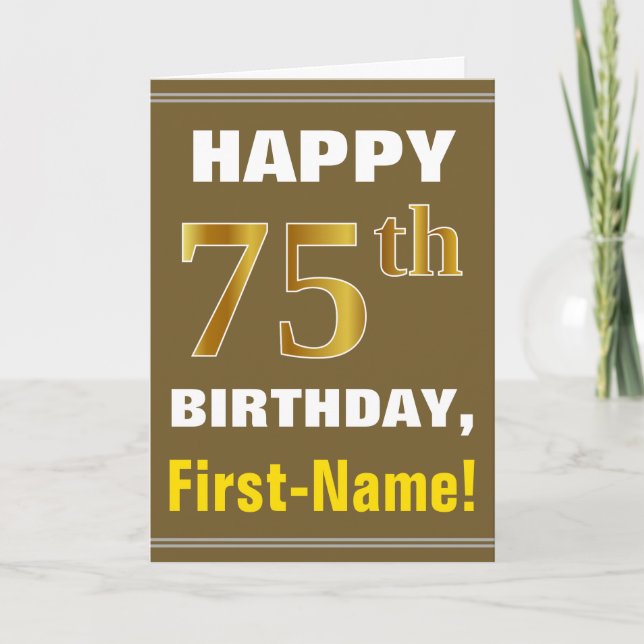 Gras, Brown, Faux Gold 75e anniversaire avec carte (Devant)