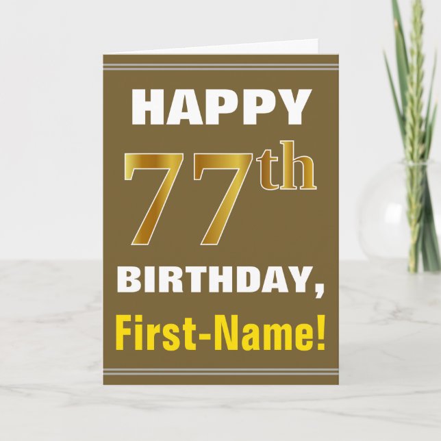 Gras, Brown, Faux Gold 77e anniversaire avec carte (Devant)