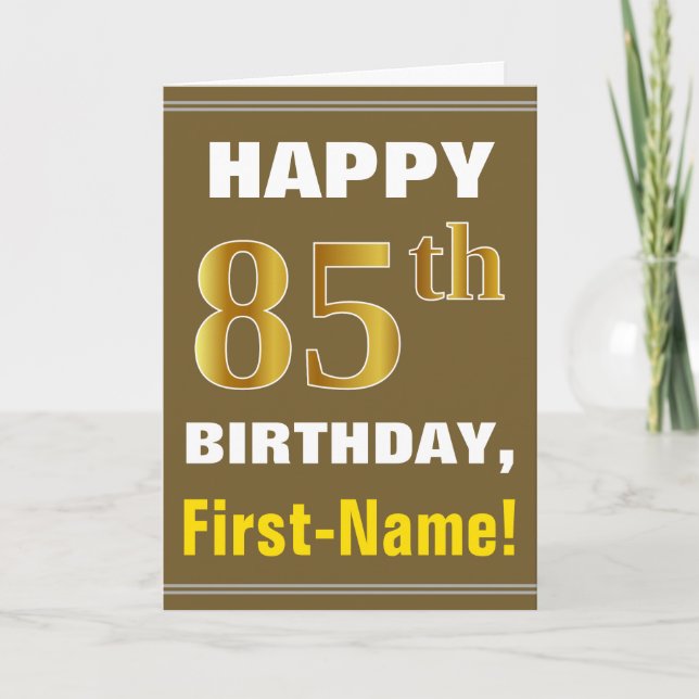 Gras, Brown, Faux Gold 85e anniversaire avec carte (Devant)
