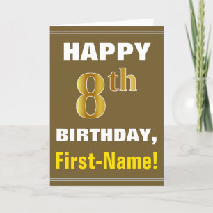 Gras, Brown, Faux Gold 8e anniversaire avec carte 